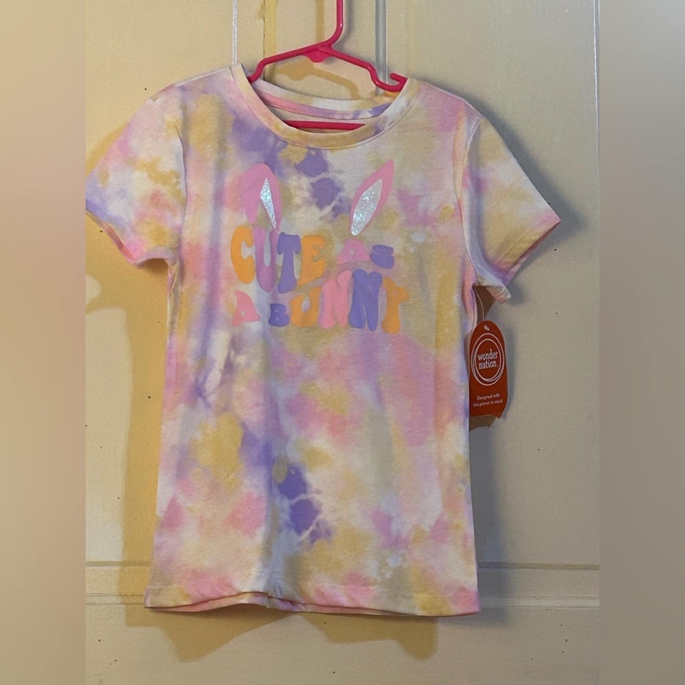 Wonder Nation Kids "Cute as a Bunny" Tie-Dye Short Sleeve Tee - Pastel